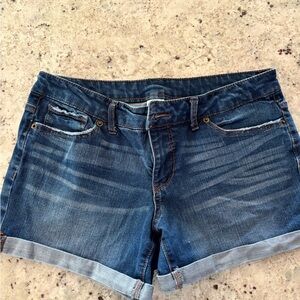Time and Tru Dark Blue Rolled-Hem Denim Shorts